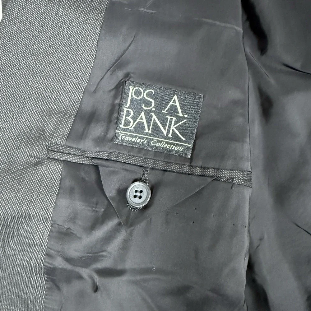 Jos A Bank Blazer Men's 52R Black Wool‎ Two Button Travelers Collection Jacket